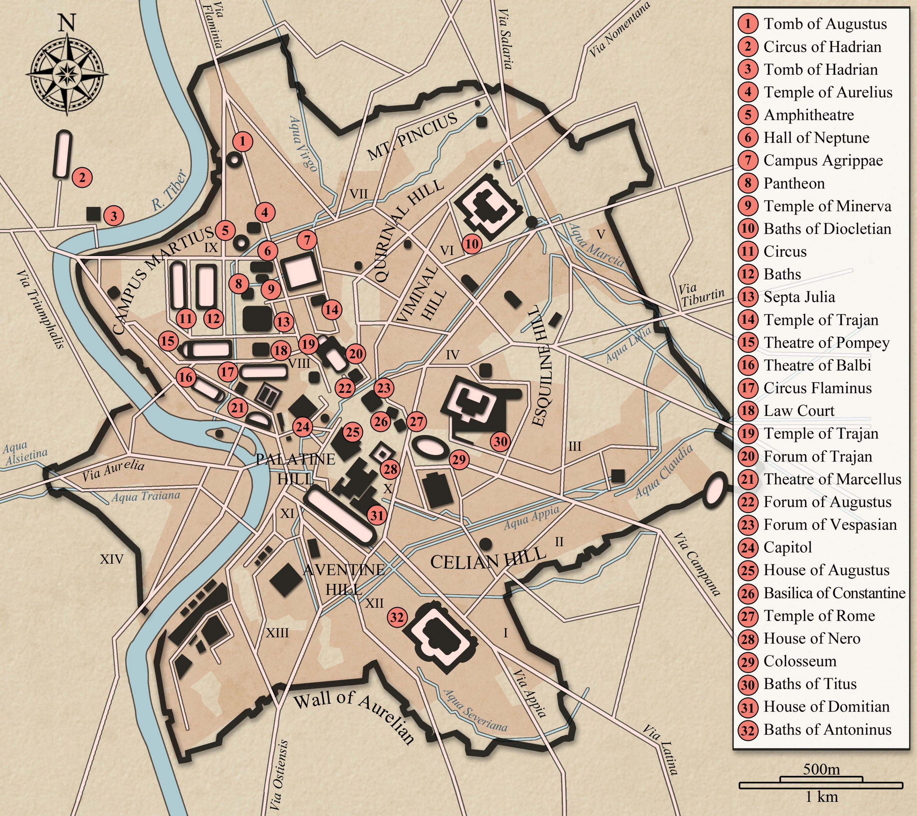 De La Rome Antique, Carte De La Ville 