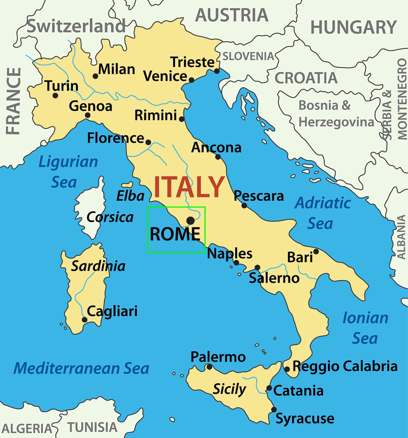 La Capitale De L Italie De Carte Carte De L Italie Montrant Rome Lazio Italie
