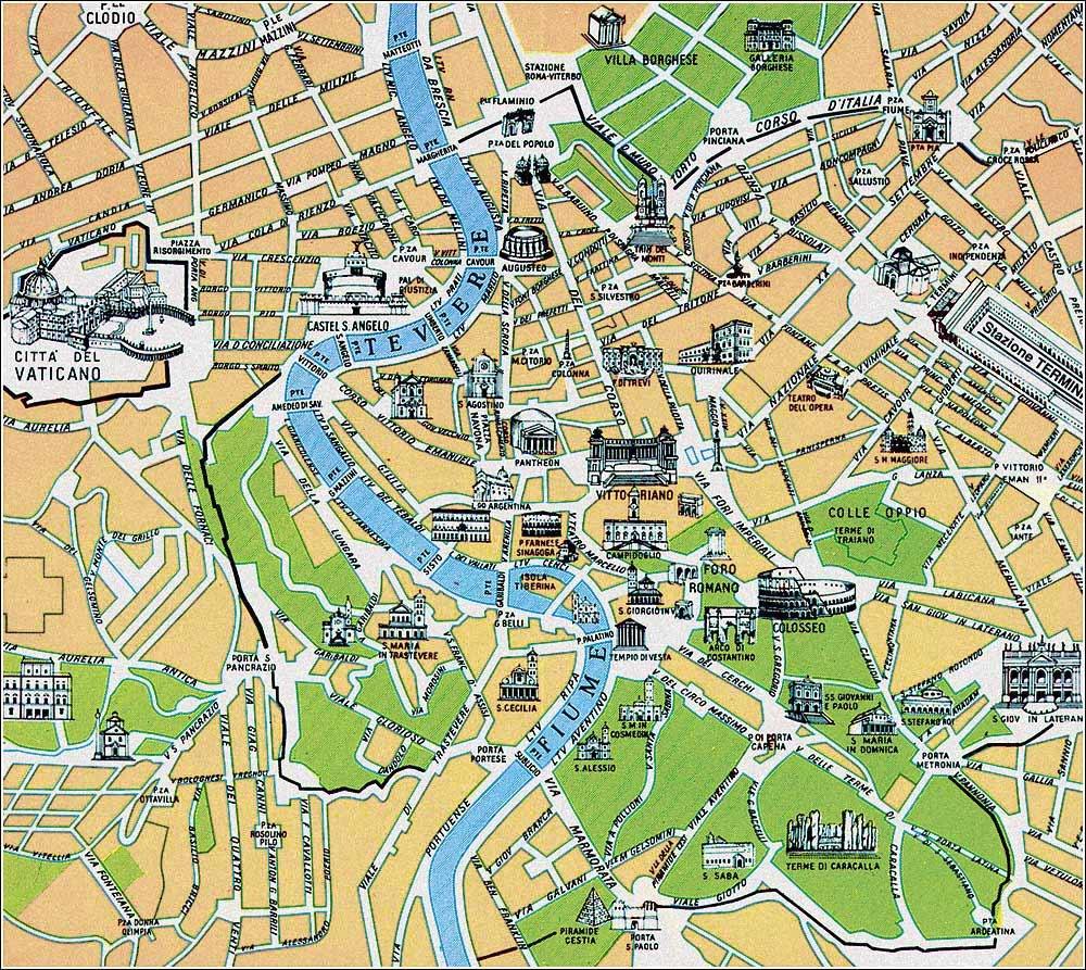 Rome Sites Historiques De La Carte Carte Historique De Rome Lazio 
