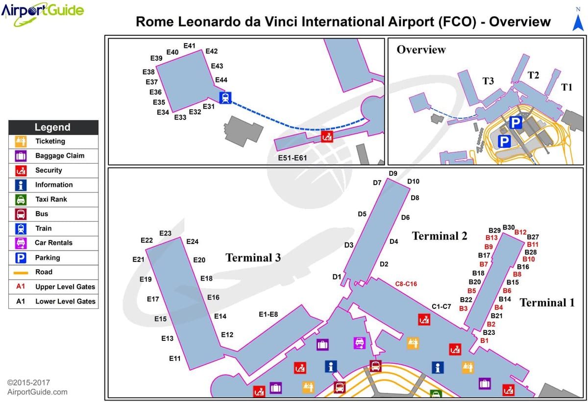 aéroport international leonardo da vinci carte