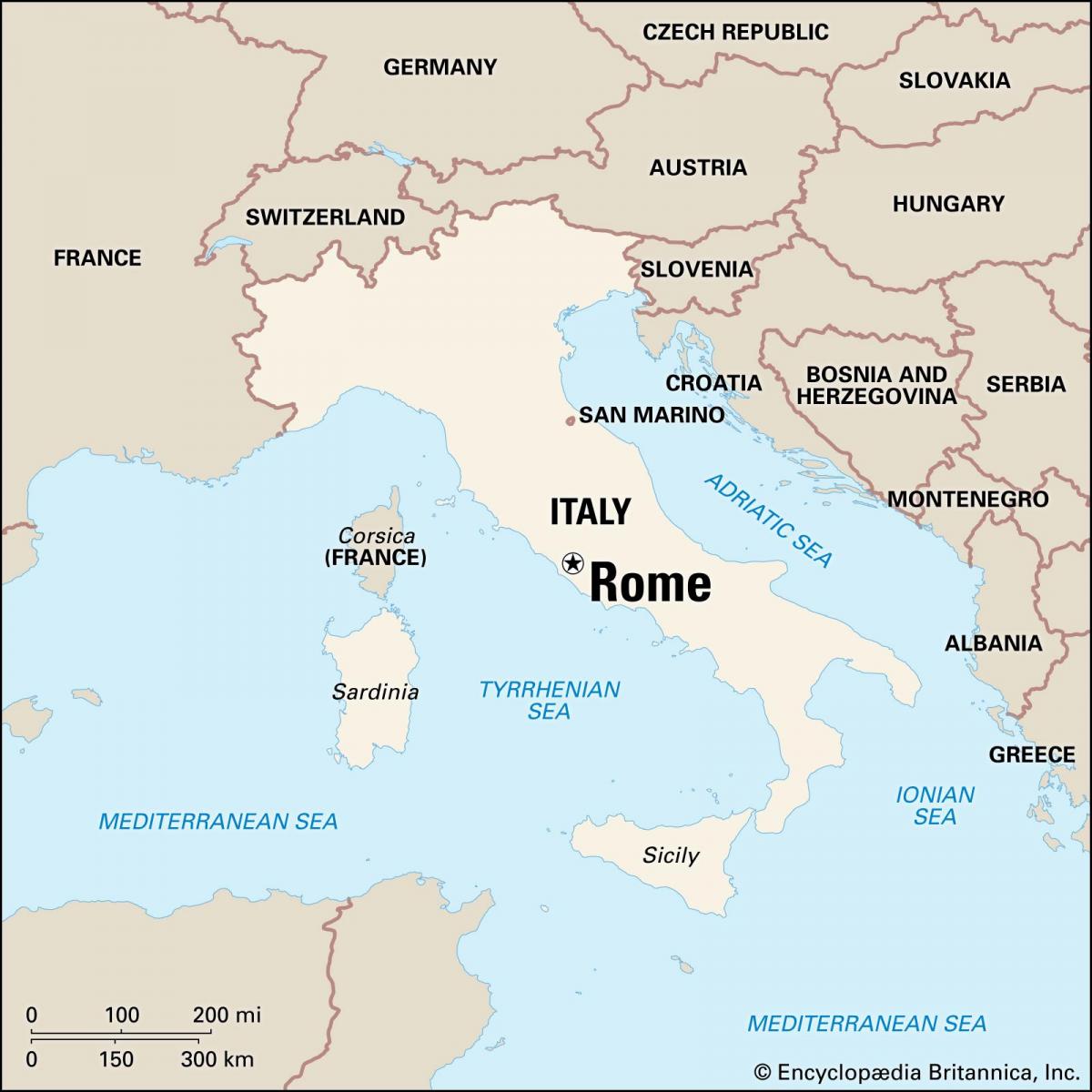 la carte de Rome, Italie et ses environs