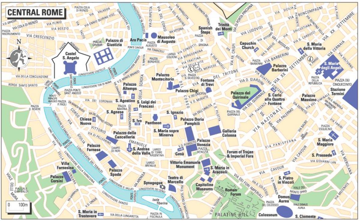 carte du centre de Rome Italie