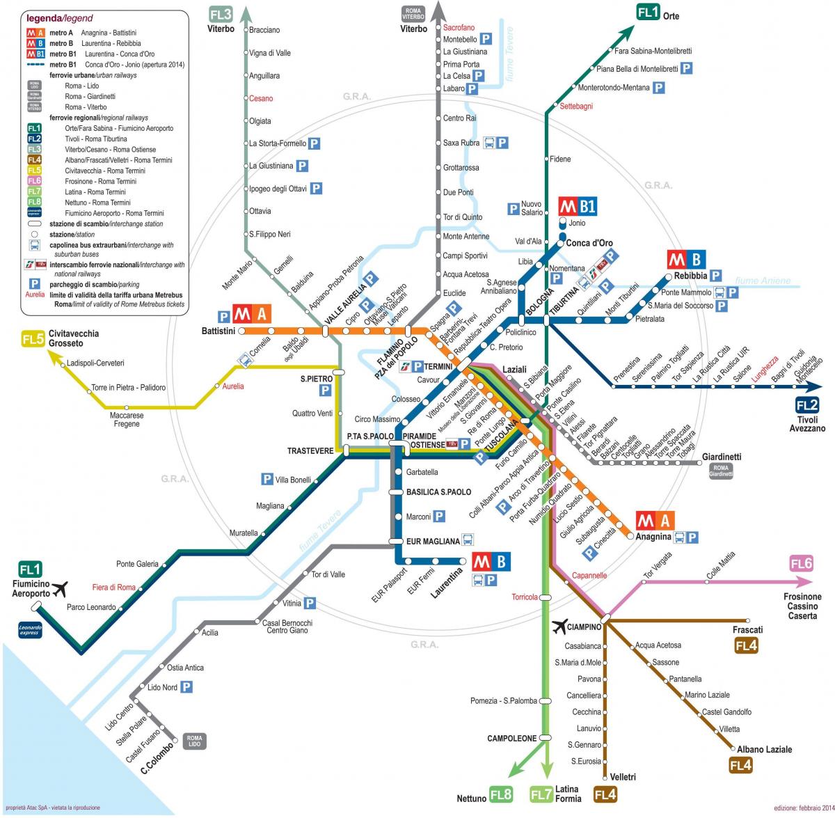 Carte de Rome rail
