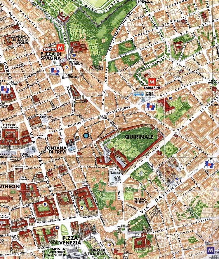 La carte de fontaine de trevi de Rome 