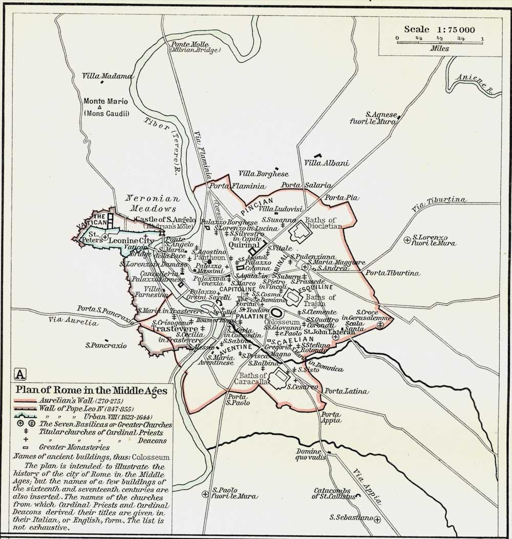 Carte de la Rome médiévale