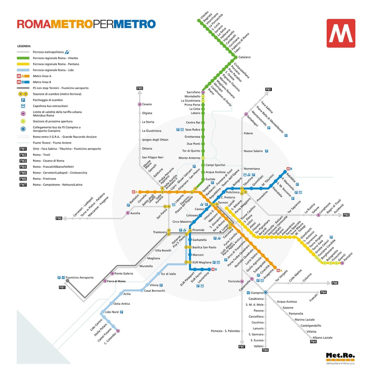 Carte de la station de métro Rome
