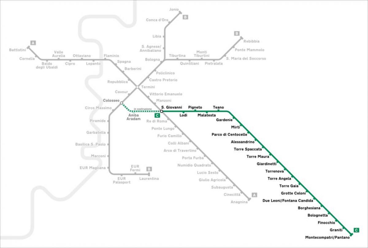 Carte de Rome de la ligne de métro c