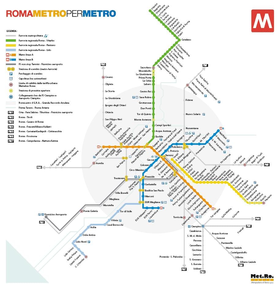 Métro Rome carte 2016