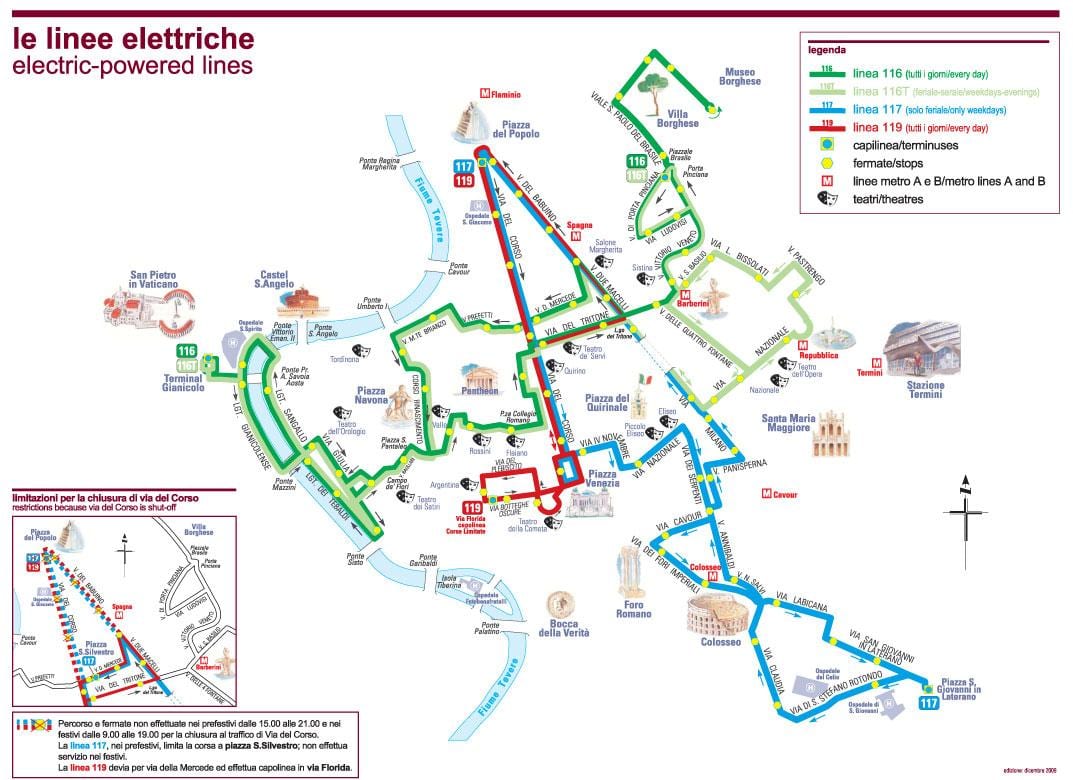 Carte de Rome bus électrique