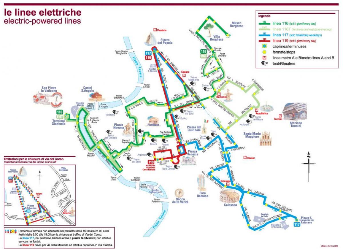 Carte de Rome bus électrique 
