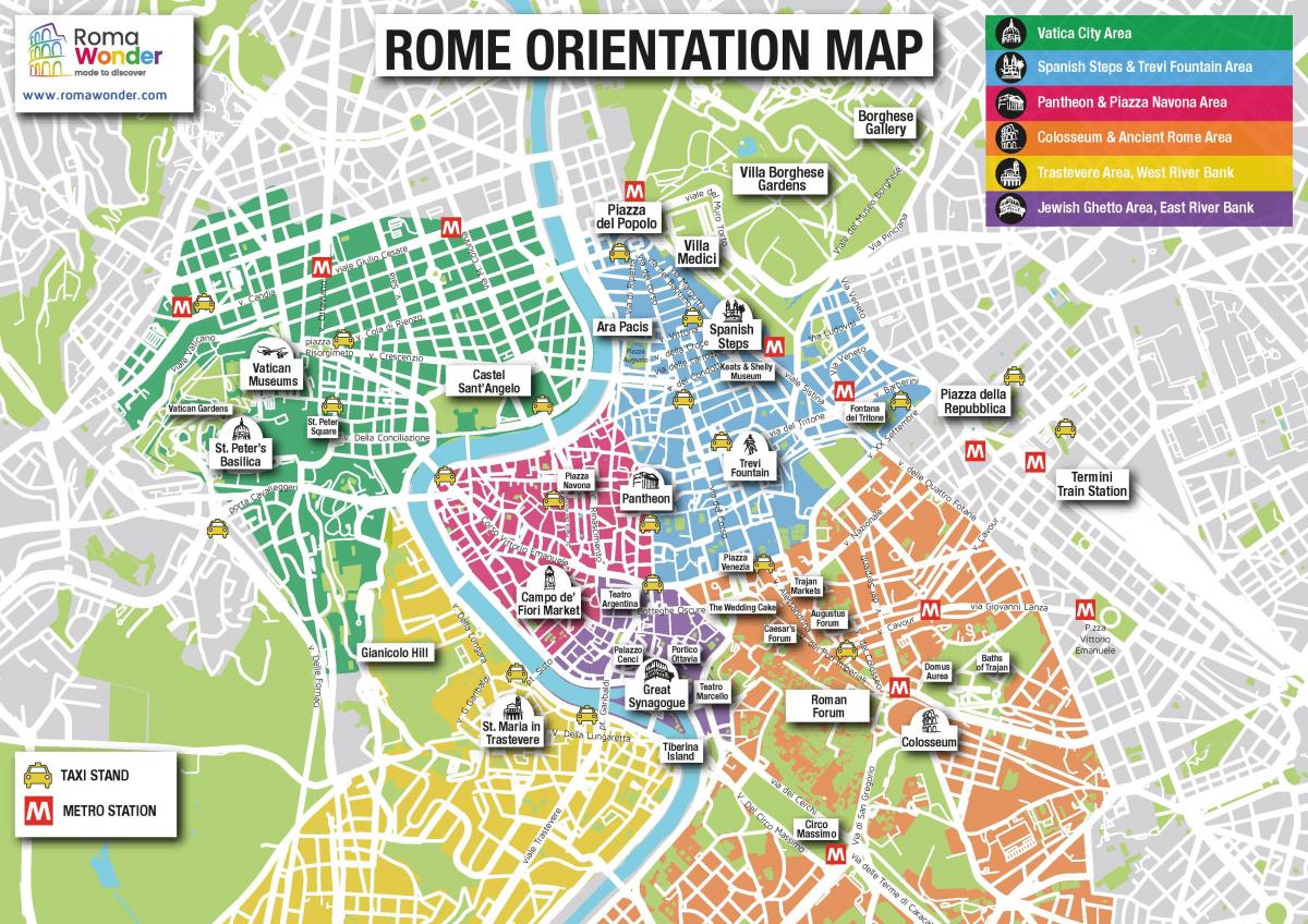 carte des sites touristiques de Rome