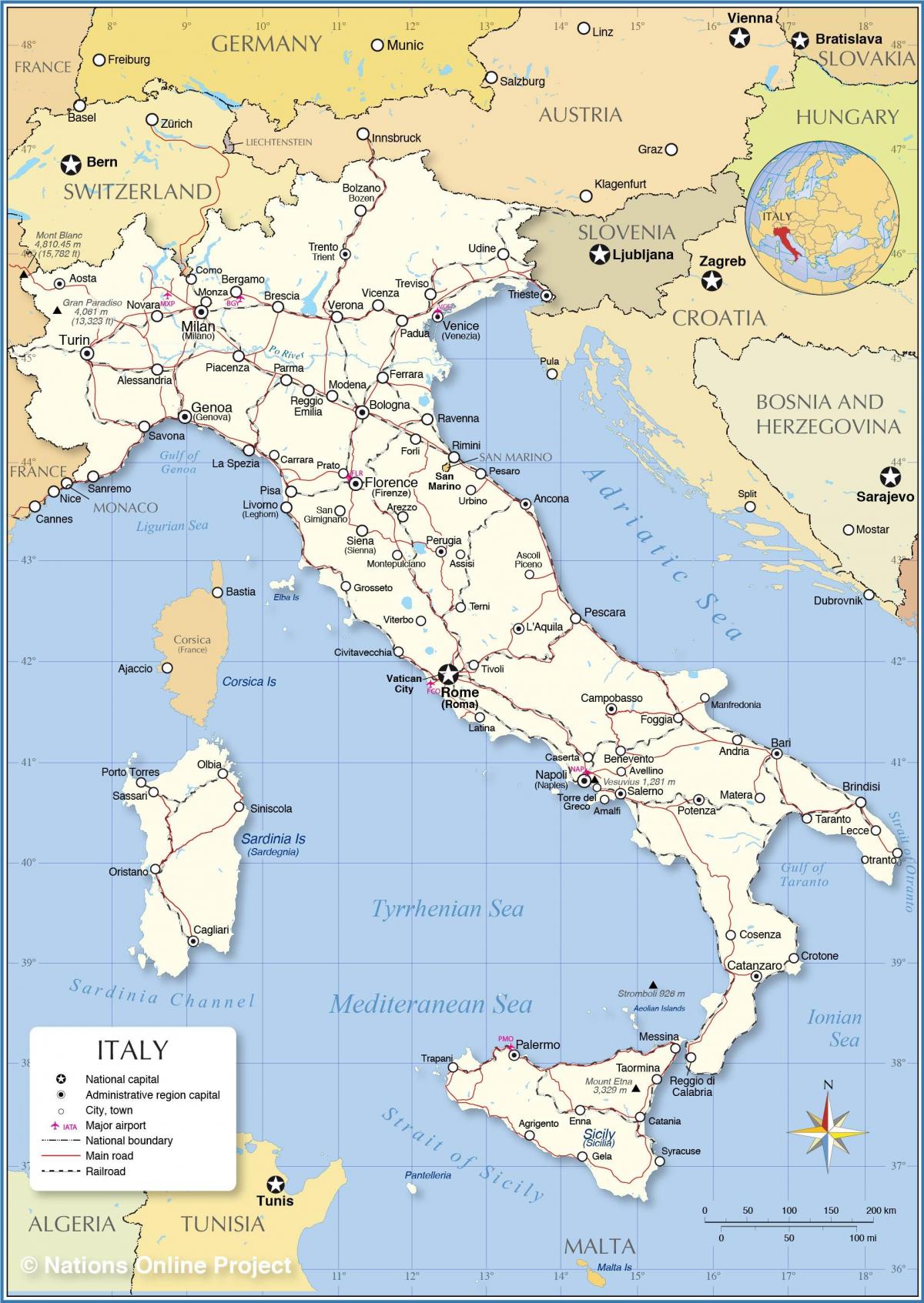 Rome et l'Italie carte