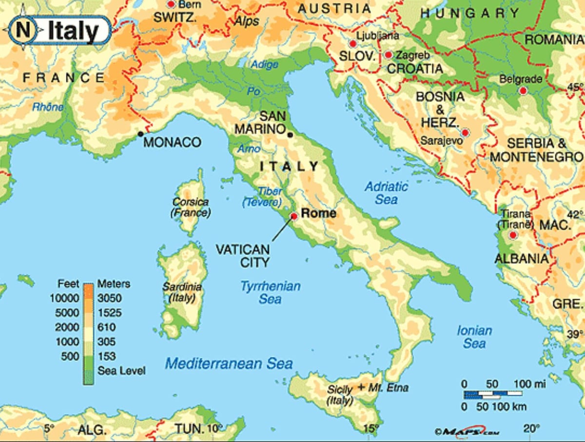 Carte de Rome de la géographie