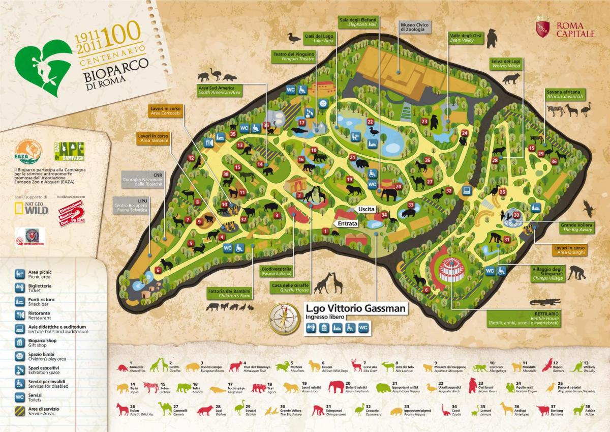 Carte de Rome zoo 