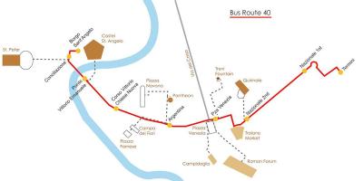 Carte de Rome en bus 40 route