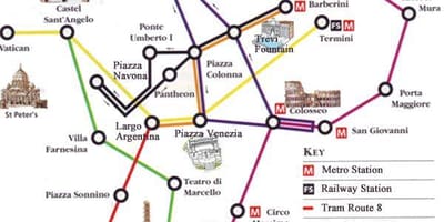 Rome plan du métro et des attractions touristiques