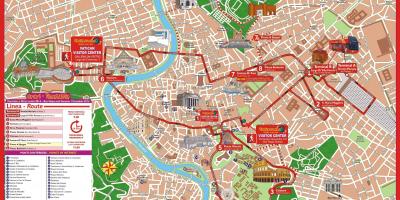 Rome city sightseeing bus de la carte de l'itinéraire