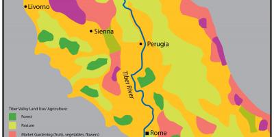 Tibre fleuve de Rome de la carte